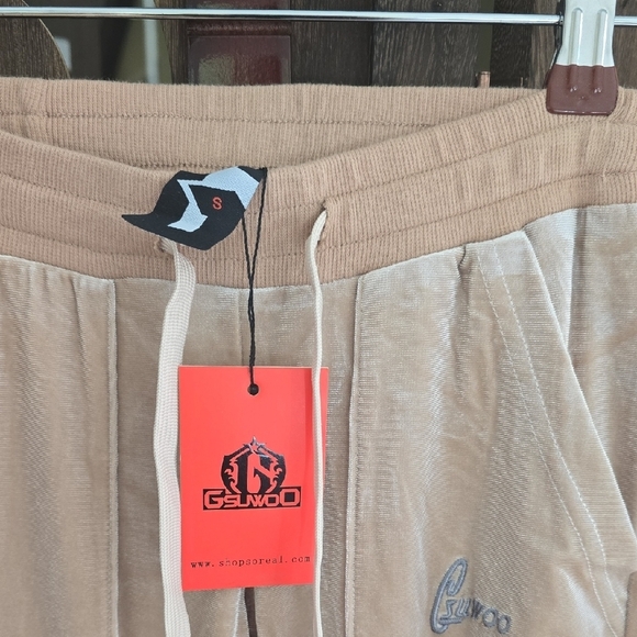 Y2K Gsuwoo Vintage Velour Joggers In Apricot Nwt - Picture 3 of 8